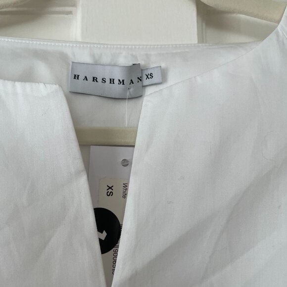 Harshman White V Neck Pullover Blouse w/beautiful button sleeves Size XS NWT - Picture 3 of 3